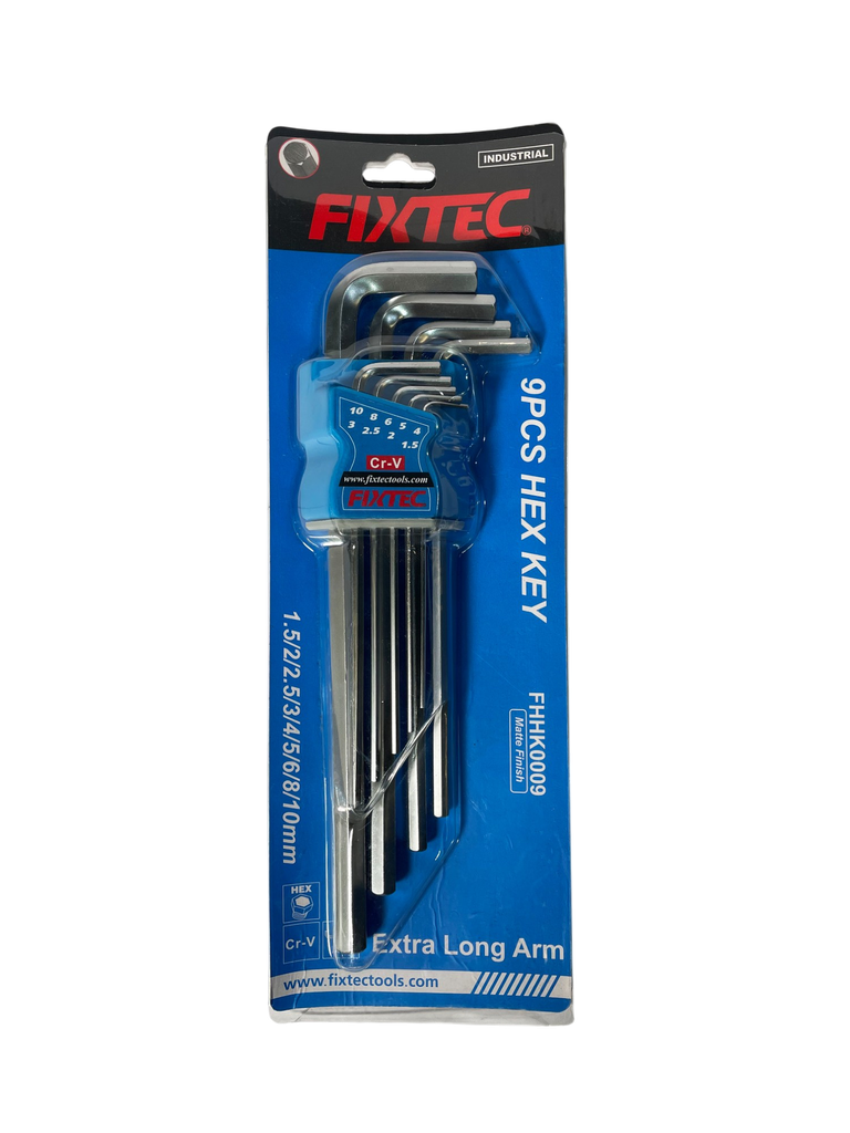 LLAVE ALLEN 1/4' BRAZO EXTRA LARGO 9PCS MARCA FIXTEC