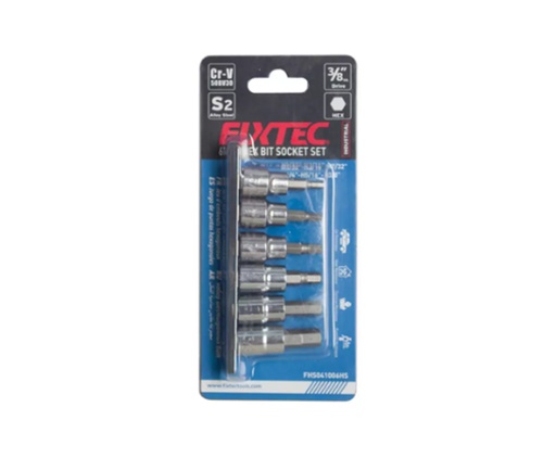 JUEGO DE 6 DADOS CON PUNTA HEXAGONAL DR.  DE 3/8” MARCA FIXTEC