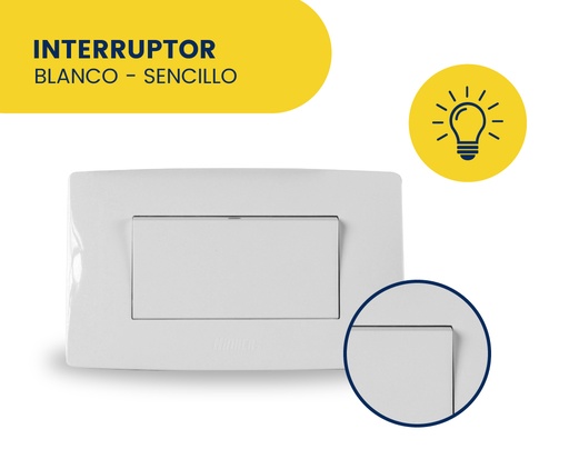 INTERRUPTOR SENCILLO BLANCO MARCA HINACA