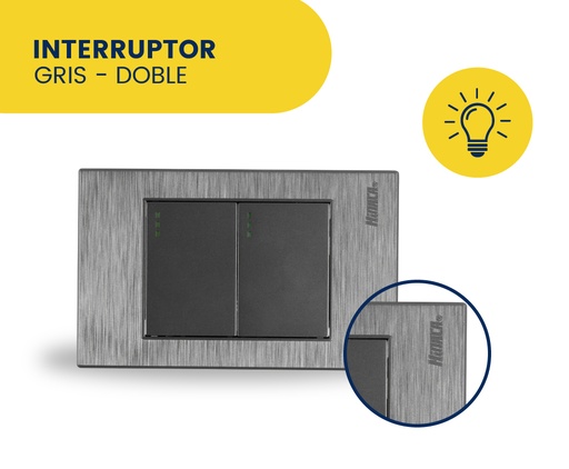 INTERRUPTOR DOBLE GRIS MARCA HINACA