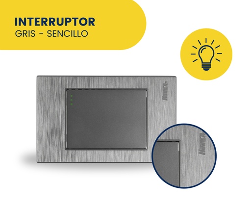 INTERRUPTOR SENCILLO GRIS MARCA HINACA