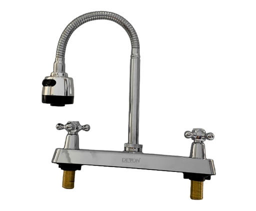 LLAVE DE FREGADERO DOBLE FLEXIBLE 8' PLAST/CROM MARCA DEVON
