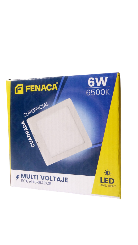 PANEL LED CUADRADO SUPERFICIAL LUZ BLANCA 6W MARCA FENACA