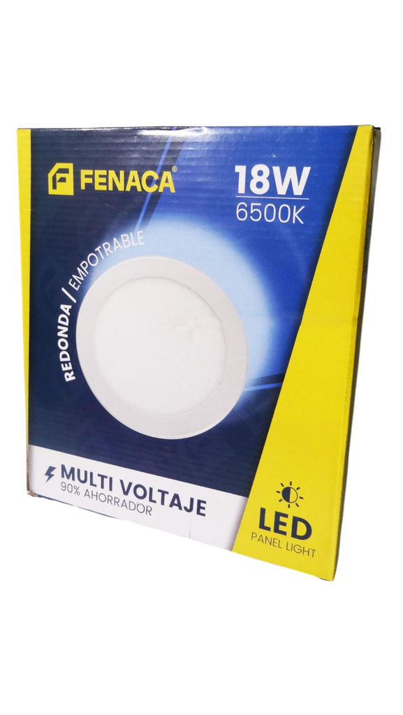 PANEL LED REDONDO EMPOTRABLE LUZ BLANCA 18W MARCA FENACA