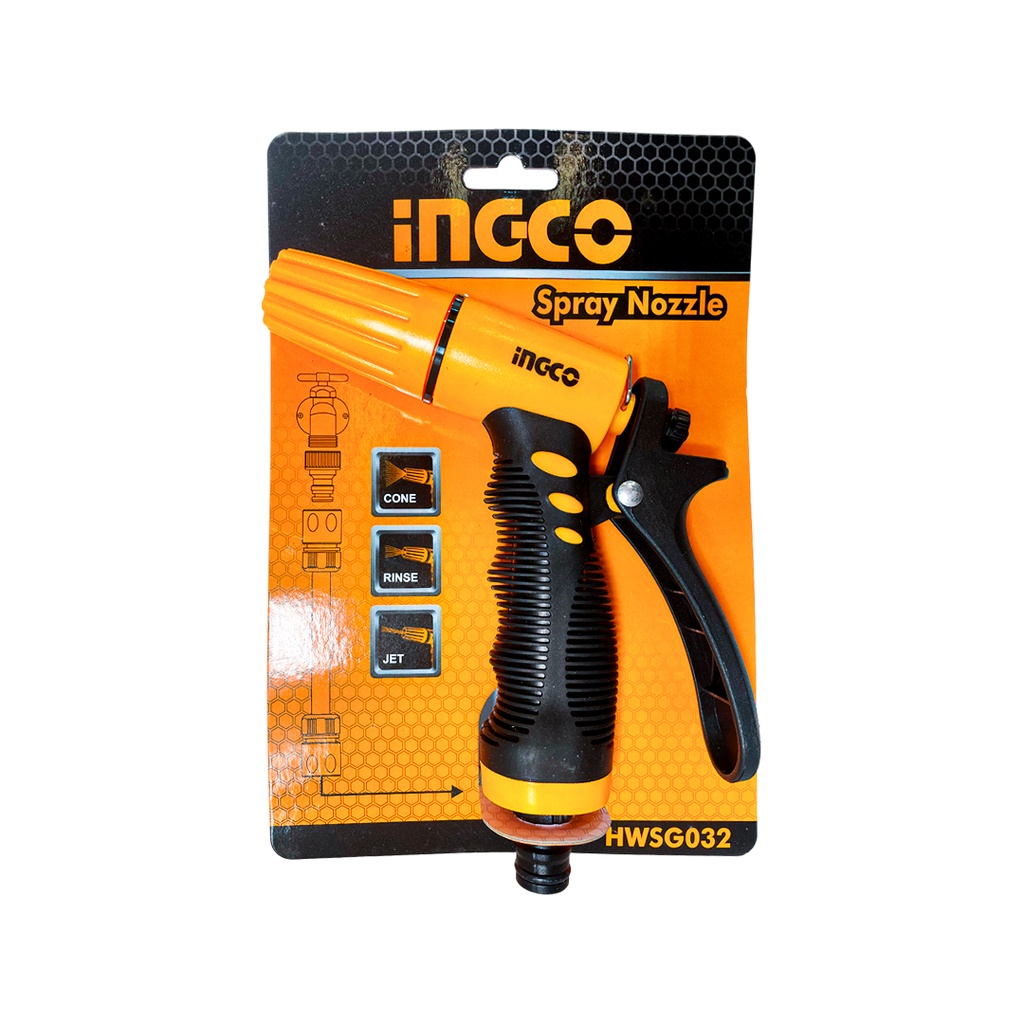 PISTOLA DE RIEGO PARA MANGUERA BOQUILLA AJUSTABLE MARCA INGCO