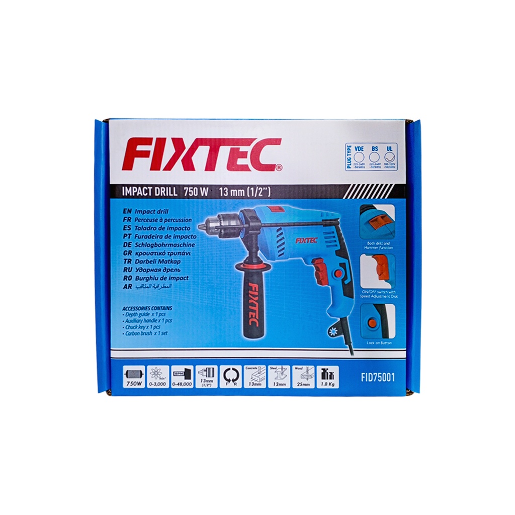 TALADRO DE IMPACTO DE 750W 13MM (1/2”) MARCA FIXTEC