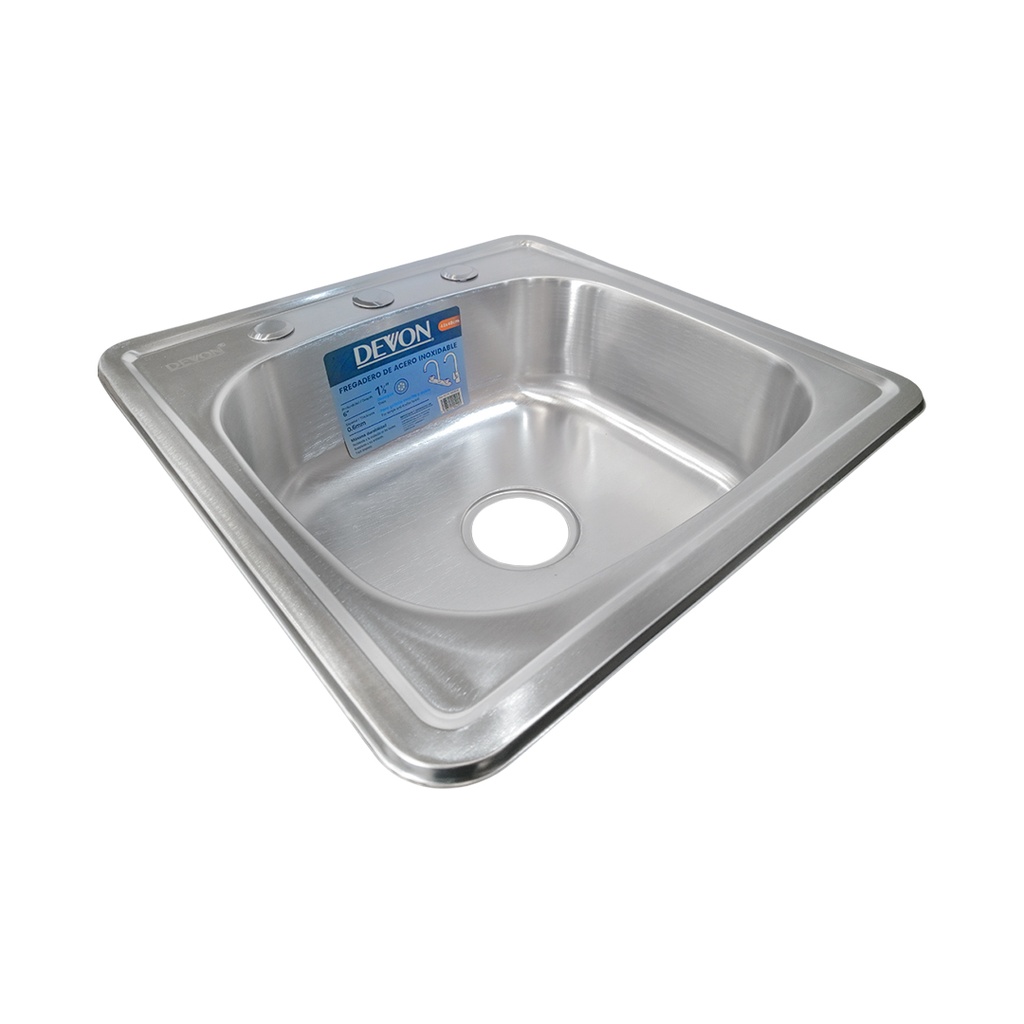 FREGADERO DE ACERO INOXIDABLE 480X480X150MM MARCA DEVON