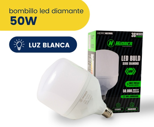 [HN-BL50W] BOMBILLO LED-DIAMANTE LUZ BLANCA 50W MARCA HINACA