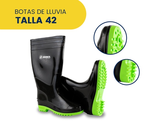 [HN002-42] BOTAS DE LLUVIA SIN PUNTERA TALLA 42 MARCA HINACA