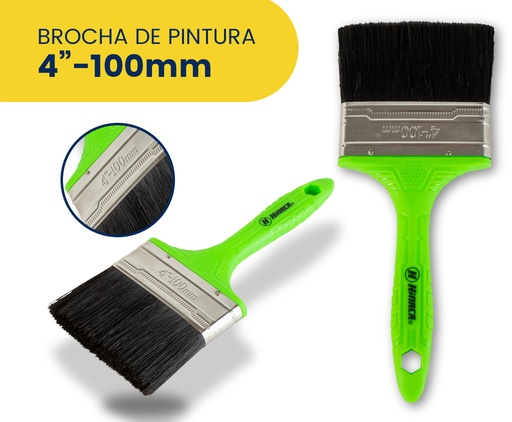 [HN001-4B] BROCHA DE PINTURA CON MANGO DE PLÁSTICO DE 4' MARCA HINACA