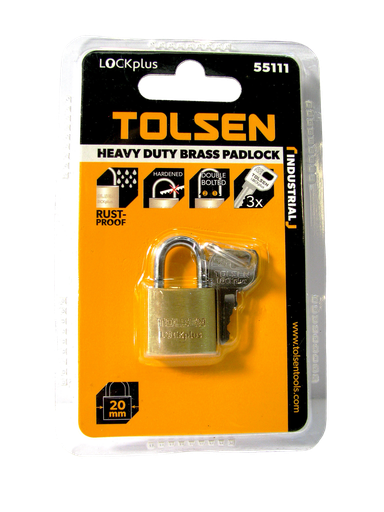 [HN-55111] CANDADO Heavy Duty INDUSTRIAL 20mm  (3 PZAS DE LLAVES) MARCA TOLSEN