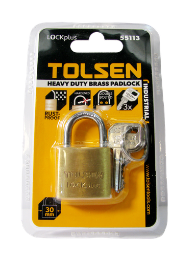 [HN-55113] CANDADO Heavy Duty INDUSTRIAL 30mm  (3 PZAS DE LLAVES) MARCA TOLSEN