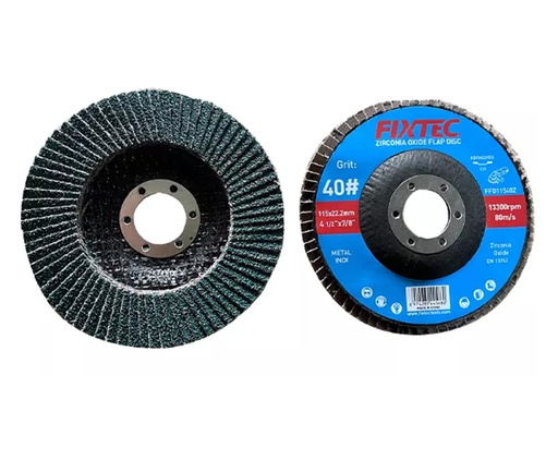 [FFD11560Z] DISCO FLAP, LIJA DE ÓXIDO DE ZIRCONIA GRANO N° 60  115MM x 22.23MM MARCA FIXTEC