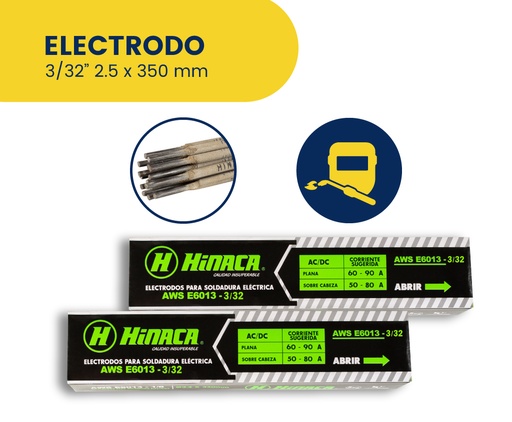 [HN-20EL3/32] ELECTRODO AWS E6013 3/32' 2.5 X 350mm MARCA HINACA
