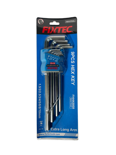 [FHHK0009] LLAVE ALLEN 1/4' BRAZO EXTRA LARGO 9PCS MARCA FIXTEC