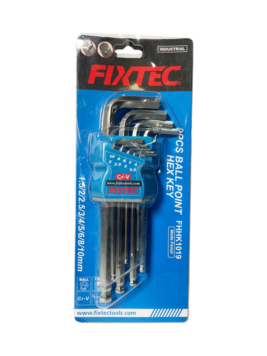 [FHHK1019] LLAVE ALLEN DE PUNTA DE BOLA 9PCS 1.5-10MM MARCA FIXTEC