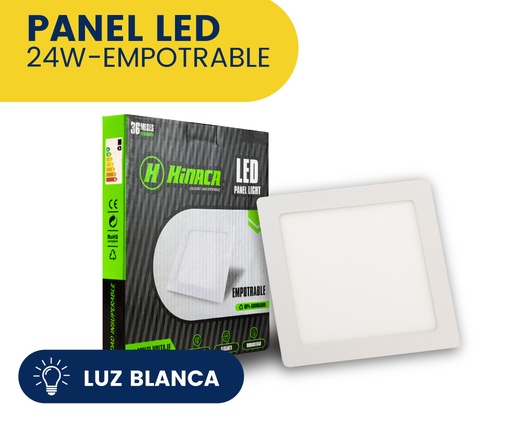 [HN-CE24W] PANEL LED CUADRADO EMPOTRABLE LUZ BLANCA 24W  MARCA HINACA