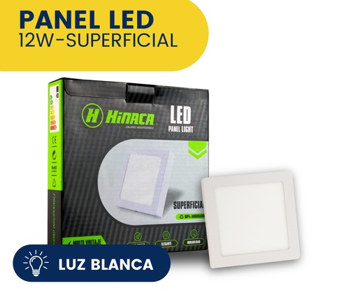 [HN-CS12W] PANEL LED CUADRADO SUPERFICIAL LUZ BLANCA 12W MARCA HINACA