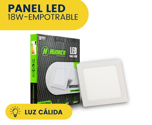 [HN-CE18WC] PANEL LED LUZ CALIDA CUADRADO EMPOTRABLE 18W MARCA HINACA