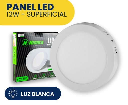 [HN-RS12W] PANEL LED REDONDO SUPERFICIAL LUZ BLANCA 12W MARCA HINACA