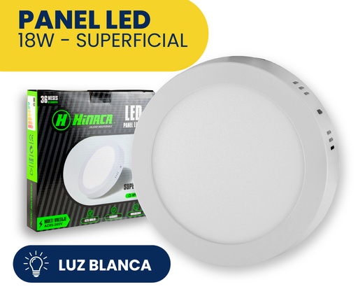 [HN-RS18W] PANEL LED REDONDO SUPERFICIAL LUZ BLANCA 18W MARCA HINACA
