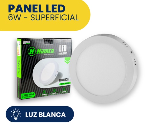 [HN-RS6W] PANEL LED REDONDO SUPERFICIAL LUZ BLANCA 6W MARCA HINACA