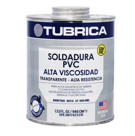[HN-1000000496] SOLDADURA PVC ALTA VISCOSIDAD 1/4 GAL MARCA TUBRICA