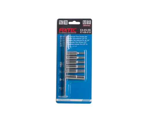 [FHS040606T] JUEGO DE DADOS TORX EXTERNOS PROFUNDOS DE 1/4” DE 6 PZAS MARCA FIXTEC
