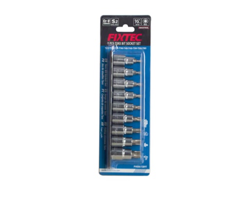 [FHS041309T] JUEGO DE DADOS CON PUNTA DR. TORK DE 1/2” DE 9 PZAS MARCA FIXTEC
