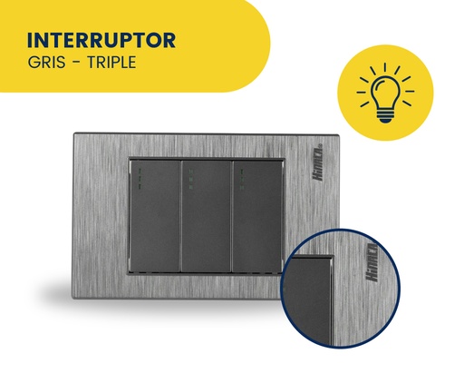 [HN018-118FJ03W] INTERRUPTOR TRIPLE 3 WAY GRIS MARCA HINACA