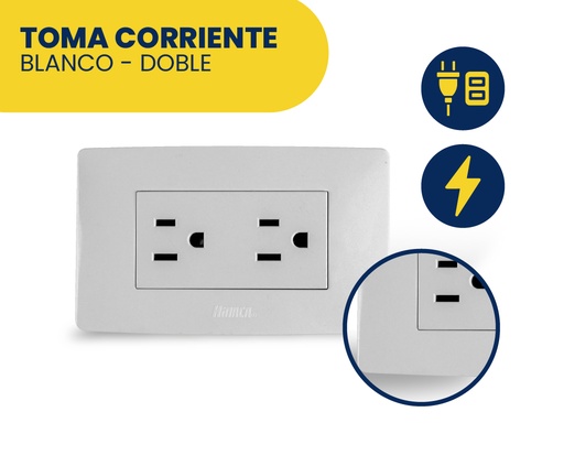[HN018-KE06] TOMA CORRIENTE DOBLE BLANCO MARCA HINACA