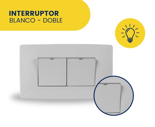 [HN018-KE02W] INTERRUPTOR DOBLE BLANCO MARCA HINACA