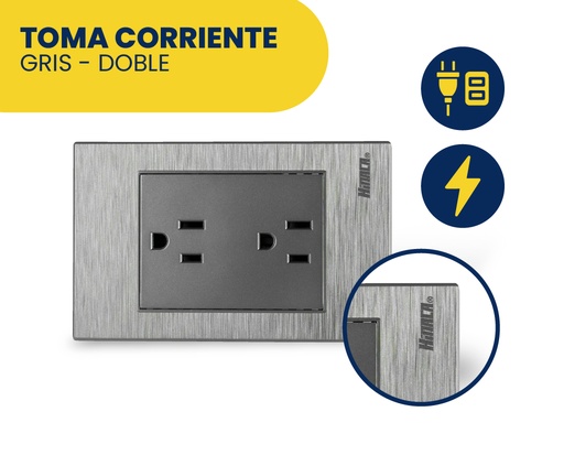 [HN018-118FJ06W] TOMA CORRIENTE DOBLE GRIS MARCA HINACA