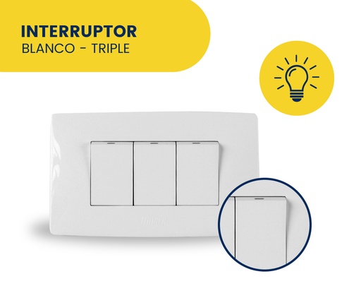 [HN018-KE03W] INTERRUPTOR TRIPLE 3 WAY BLANCO MARCA HINACA