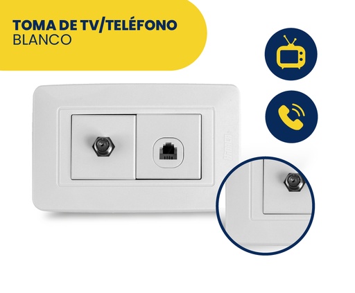 [HN018-118Z78] TOMA DE TELEFONO Y TV BLANCO MARCA HINACA