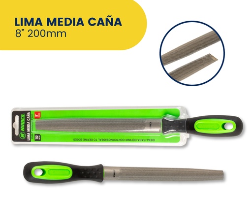 [HN016-8H] LIMA MEDIA CAÑA 8' 200MM CON MANGO MARCA HINACA