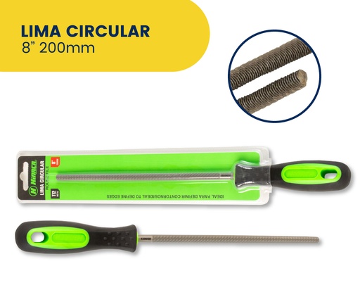 [HN016-8R] LIMA CIRCULAR 8' 200MM CON MANGO MARCA HINACA