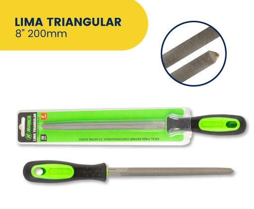 [HN016-8T] LIMA TRIANGULAR 8' 200MM CON MANGO MARCA HINACA