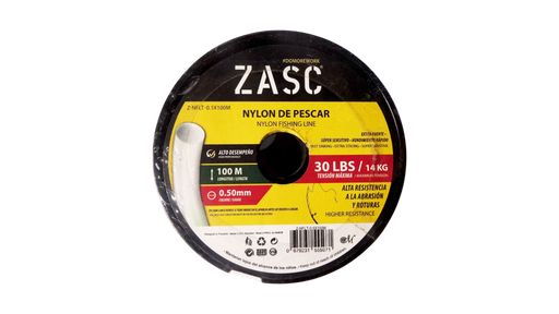 [Z-NFLT 0,5X100] NYLON PESCAR TRANSPARENTE 0,5 X 100MTRS MARCA ZASC