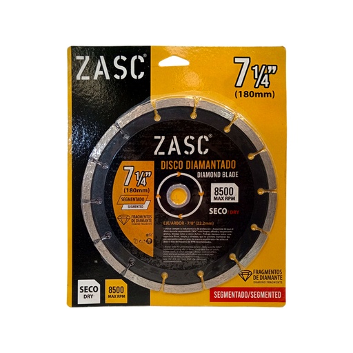 [Z-D180] DISCO DIAMANTADO SEGMENTADO 7 1/4' MARCA ZASC