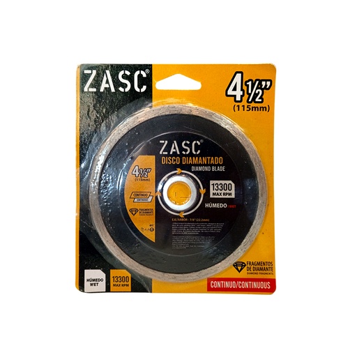 [Z-W115] DISCO DIAMANTADO CONTINUO 4 1/2' MARCA ZASC