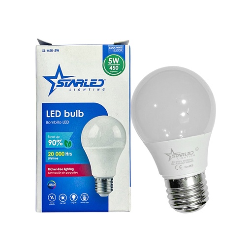 [SL-A50-5W] BOMBILLO LED LUZ BLANCA 5W MARCA STARLED