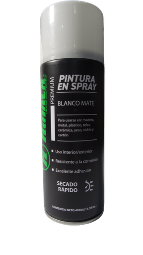 [HN030-SP400W] PINTURA EN SPRAY PREMIUM COLOR BLANCO MATE 400ML (13.5Fl.Oz.)MARCA HINACA