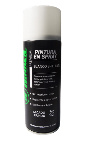 [HN030-SP400WH] PINTURA EN SPRAY PREMIUM COLOR BLANCO BRILLANTE 400ML (13.5Fl.Oz.)MARCA HINACA