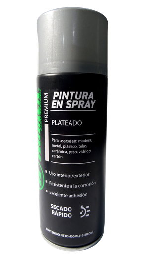 [HN030-SP400S] PINTURA EN SPRAY PREMIUM COLOR PLATEADO 400ML (13.5Fl.Oz.)MARCA HINACA