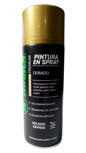 [HN030-SP400G] PINTURA EN SPRAY PREMIUM COLOR DORADO 400ML (13.5Fl.Oz.)MARCA HINACA