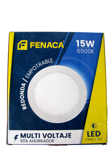 [HN060-RE15W] PANEL LED REDONDO EMPOTRABLE LUZ BLANCA 15W MARCA FENACA