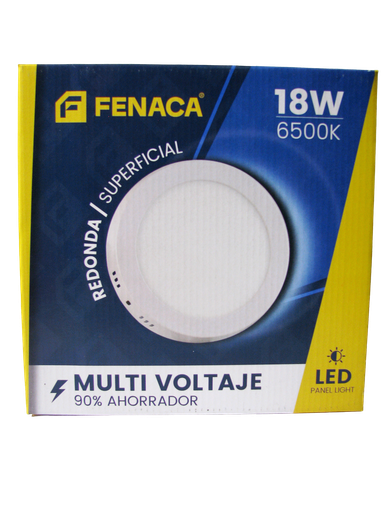 [HN060-RS18W] PANEL LED REDONDO SUPERFICIAL LUZ BLANCA 18W MARCA FENACA