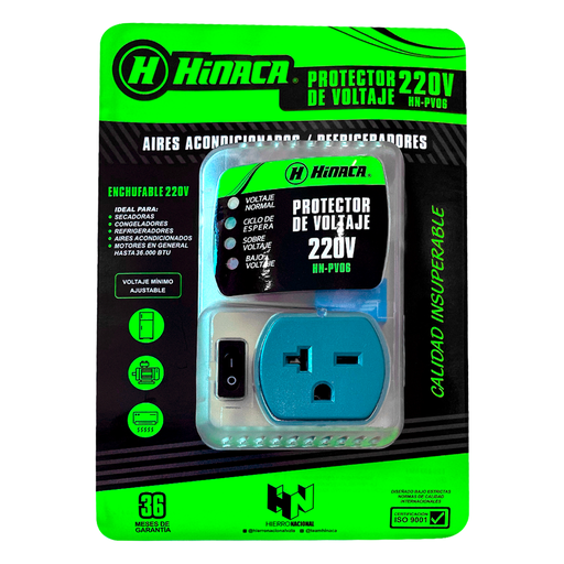 [HN-PV06] PROTECTOR DE VOLTAJE PARA AIRES ACONDICIONADOS Y REFRIGERACIÓN DE ALTA CARGA 220V MARCA HINACA
