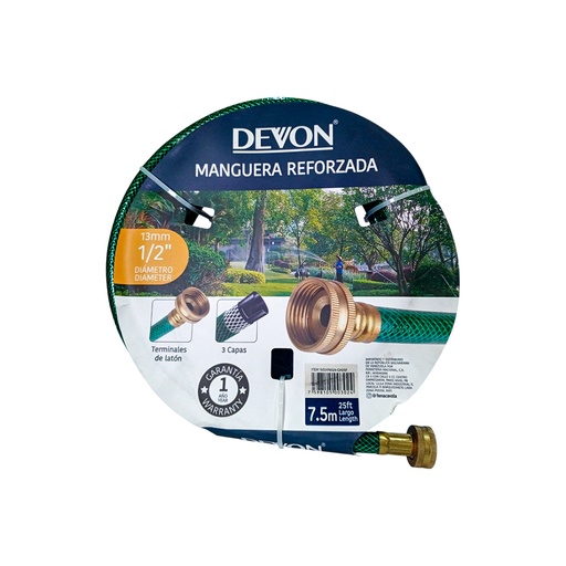 [HN024-GH25F] MANGUERA REFORZADA TIPO CULEBRA 1/2' DE 7,50MTRS (25Ft) MARCA DEVON